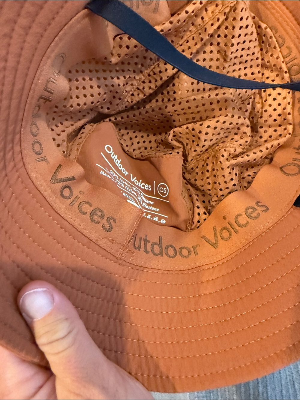 Outdoor Voices Rust Orange Bucket Hat with Branded Sweatband